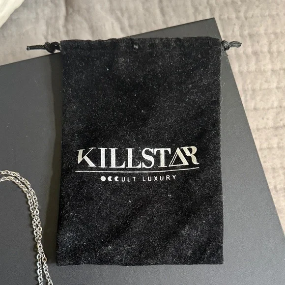 Killstar silver Crescent Moon Pendant Necklace long - Picture 6 of 6